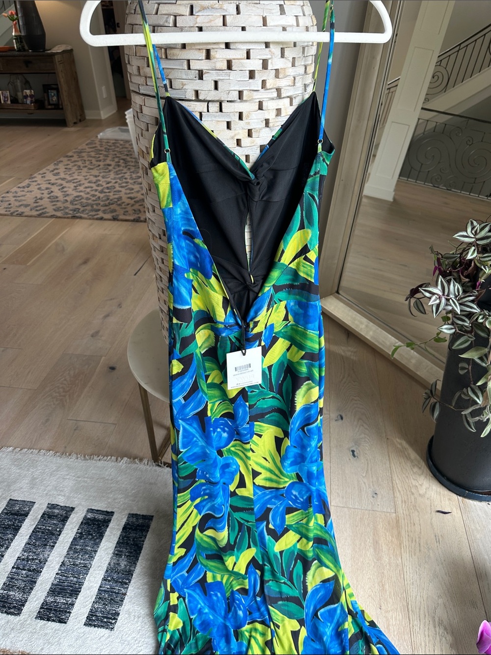 Vibrant Blue Floral Slip Dress - Bold Tropical Print - Picture 4 of 5